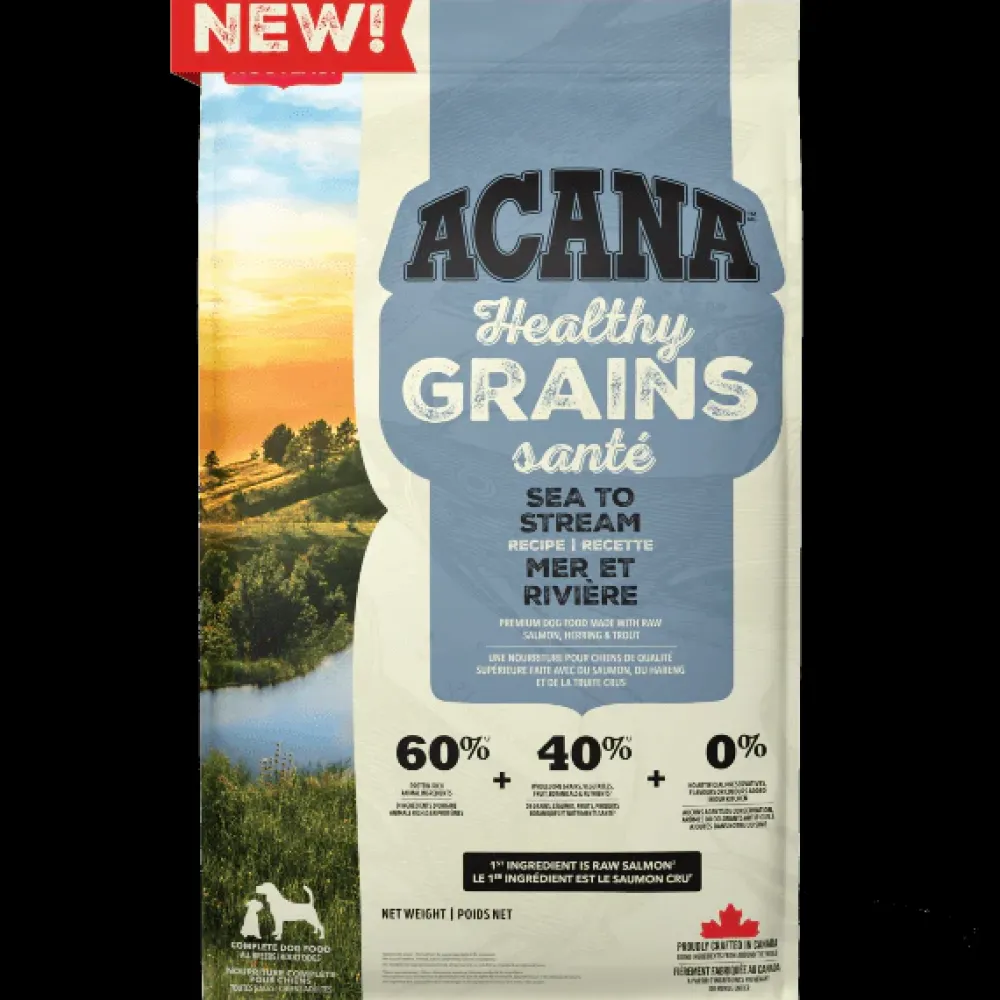 New Healthy Grains Adult Sea & Stream Food Dry, Wet, Freeze Dried, Etc.