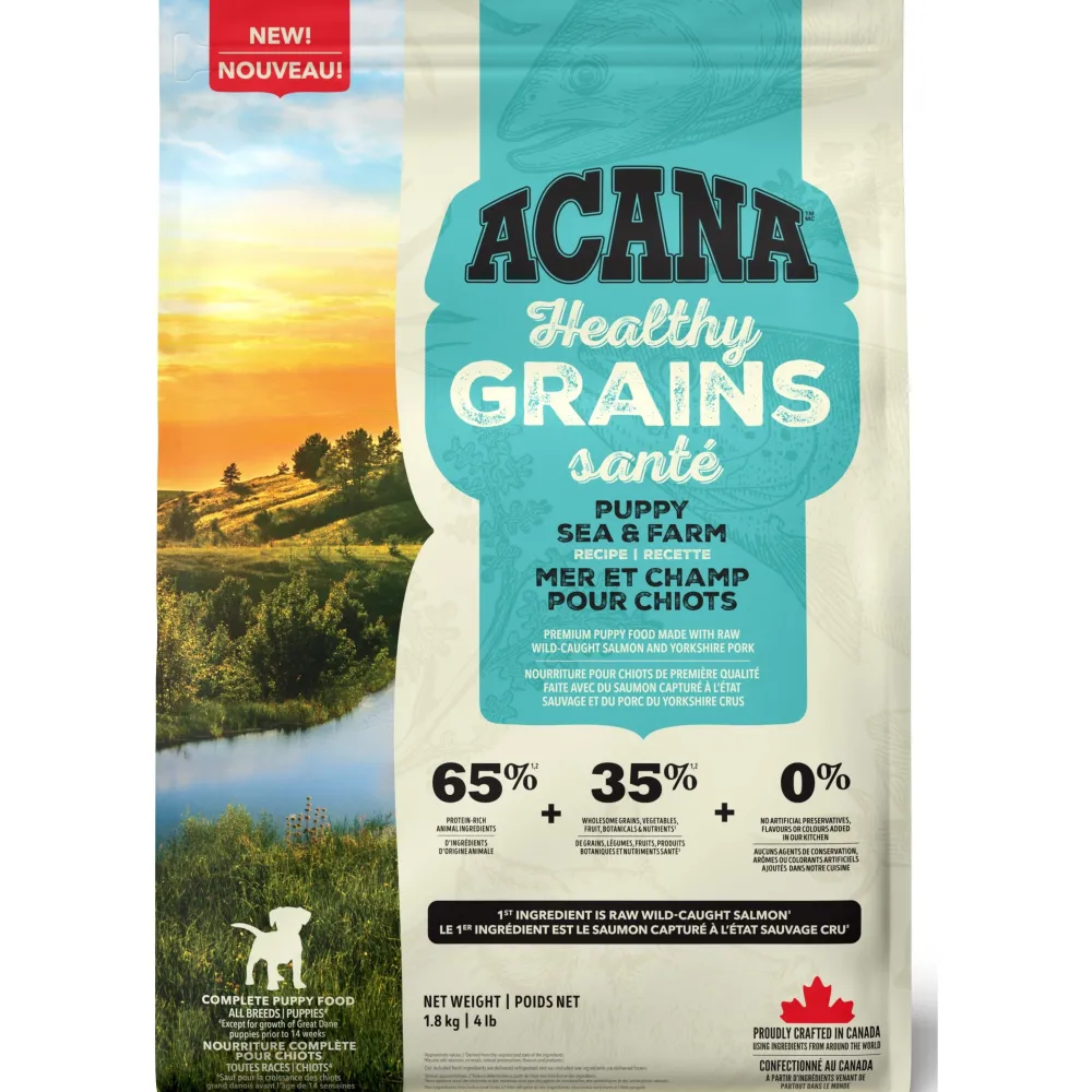 New Healthy Grains Puppy Sea & Farm Food Dry, Wet, Freeze Dried, Etc.