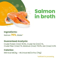 Clearance HQS Natural Salmon in Broth Grain-Free Canned Cat Food Wet Food Cans, Pouches, Tetra Paks, Etc.