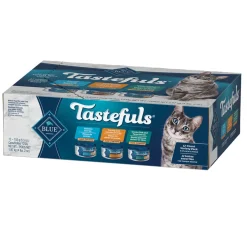 New Blue Tastefuls Chicken, Turkey & Chicken, Ocean Fish & Tuna Pate Variety Pack Wet Food Cans, Pouches, Tetra Paks, Etc.