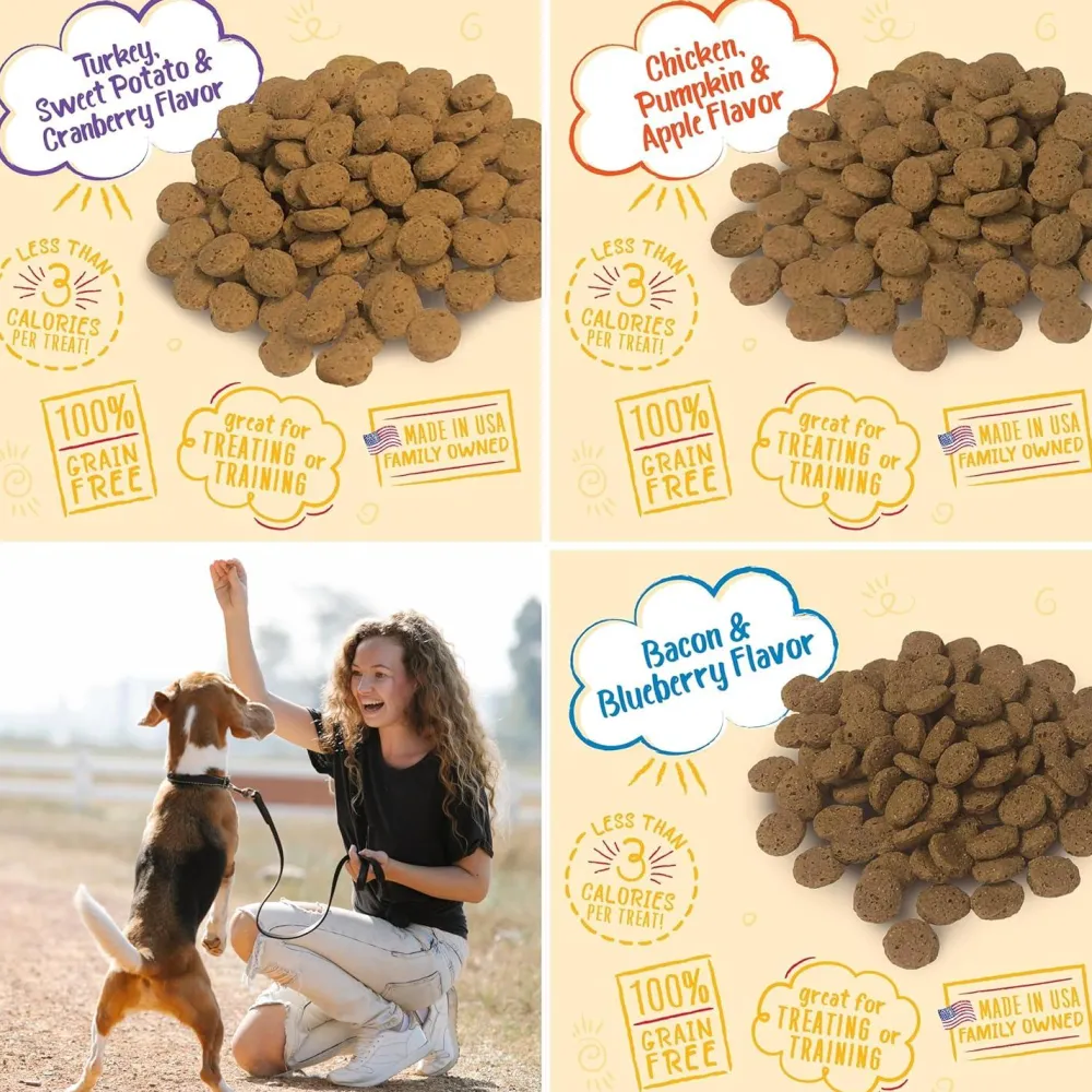 New Bundle: Bacon & Blueberry Flavour, Chicken, Pumpkin & Apple Flavour, and Turkey, Sweet Potato and Cranberry Flavour - 8oz bags Treats Treats & Chews