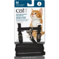 Sale Adjustable Nylon Harness & Leash Set Black Supplies Collars, Scratchers, Toys, Etc.