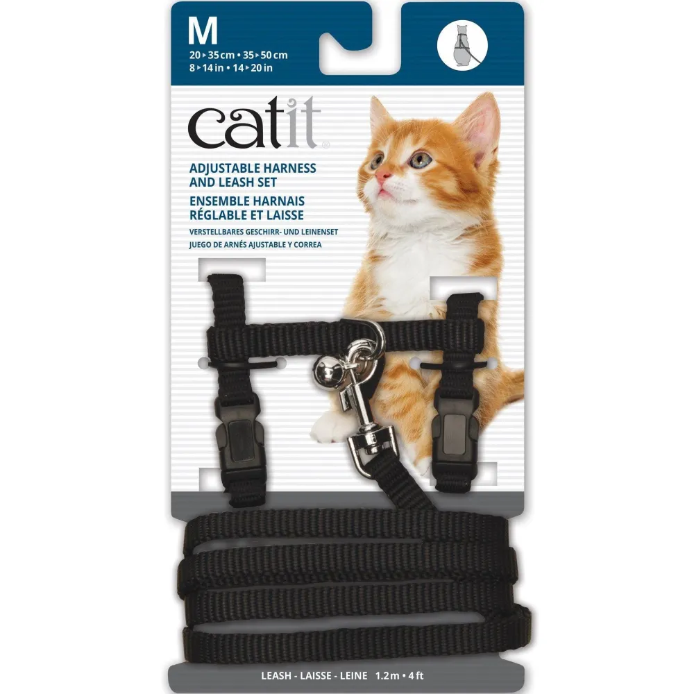 Sale Adjustable Nylon Harness & Leash Set Black Supplies Collars, Scratchers, Toys, Etc.