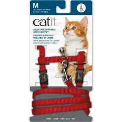 New Adjustable Nylon Harness & Leash Set Red Supplies Collars, Scratchers, Toys, Etc.