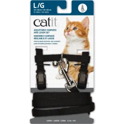 Sale Adjustable Nylon Harness & Leash Set Black Supplies Collars, Scratchers, Toys, Etc.