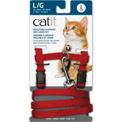 New Adjustable Nylon Harness & Leash Set Red Supplies Collars, Scratchers, Toys, Etc.