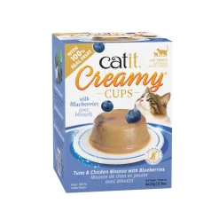 Hot Creamy Cups Tuna & Chicken Mousse with Blueberry Treats Crunchy, Soft, Lickable, Etc.