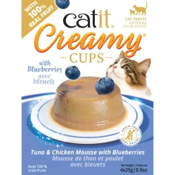 Hot Creamy Cups Tuna & Chicken Mousse with Blueberry Treats Crunchy, Soft, Lickable, Etc.