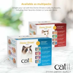 Clearance Divine Shreds Chicken, Salmon & Pumpkin In Jelly 4 Pack Wet Food Cans, Pouches, Tetra Paks, Etc.