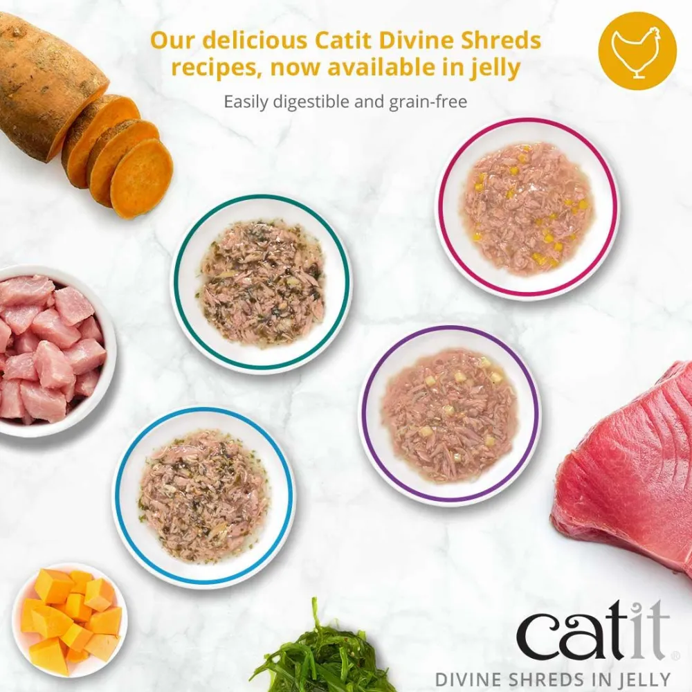 Online Divine Shreds Tuna, Shirasu & Sweet Potato In Jelly 4 Pack Wet Food Cans, Pouches, Tetra Paks, Etc.