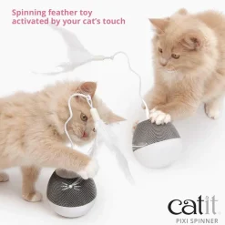 Fashion Pixi Spinner Electronic Cat Toy White & Blue Supplies Collars, Scratchers, Toys, Etc.