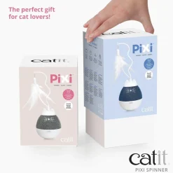 Sale Pixi Spinner Electronic Cat Toy White & Grey Supplies Collars, Scratchers, Toys, Etc.