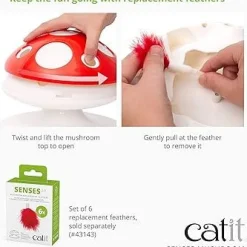 Clearance Senses 2.0 Mushroom Replacement Feather 6 count Supplies Collars, Scratchers, Toys, Etc.
