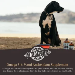 New Dr. Maggie Skin and Coat Omega 3 Supplement with Fish Oil, Flax, and Olive Oil Supplies Leashes, Collars, Beds, Flea & Tick, Etc.