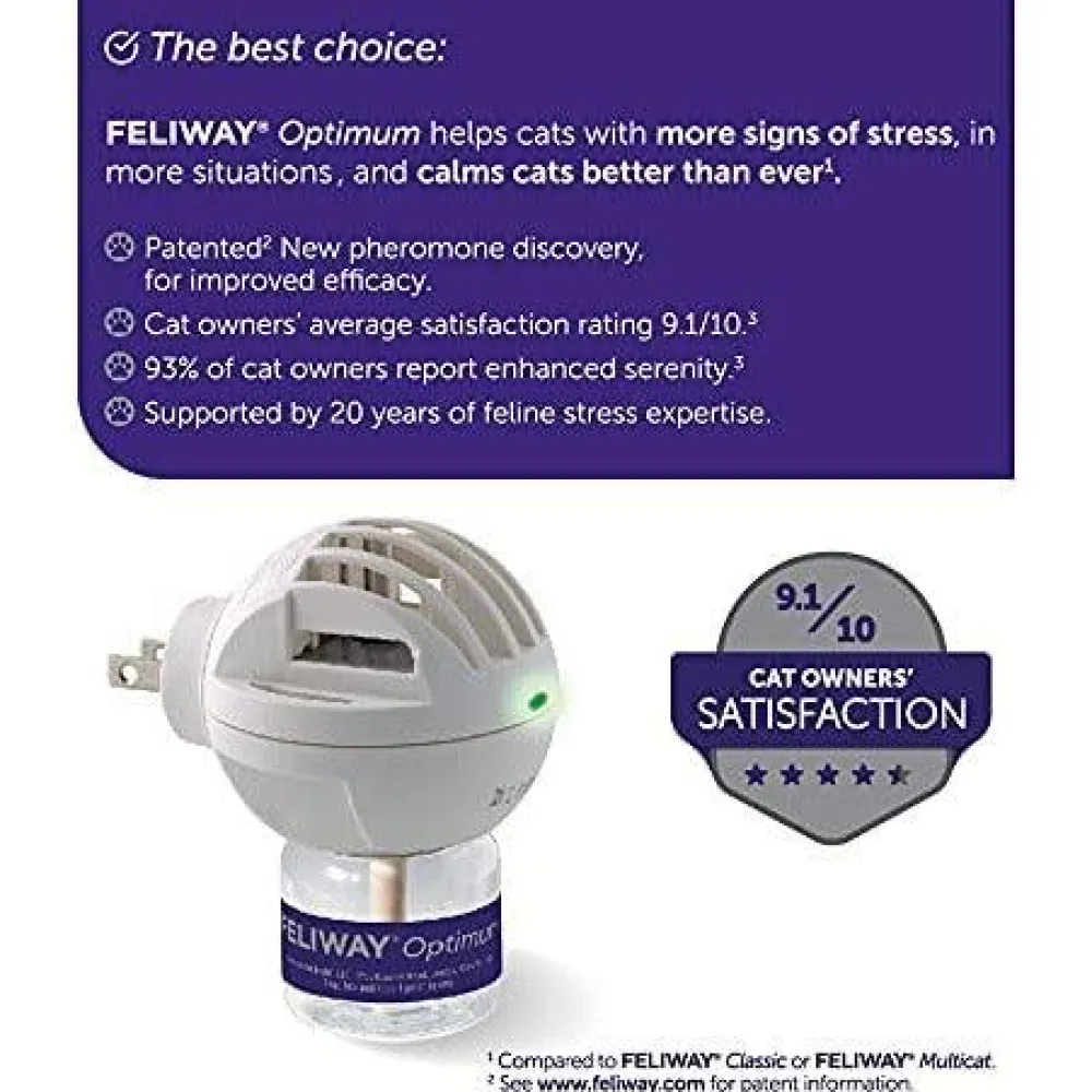 Online Optimum Cat, Enhanced Calming Pheromone Diffuser, 30 Day Starter Kit Supplies Collars, Scratchers, Toys, Etc.