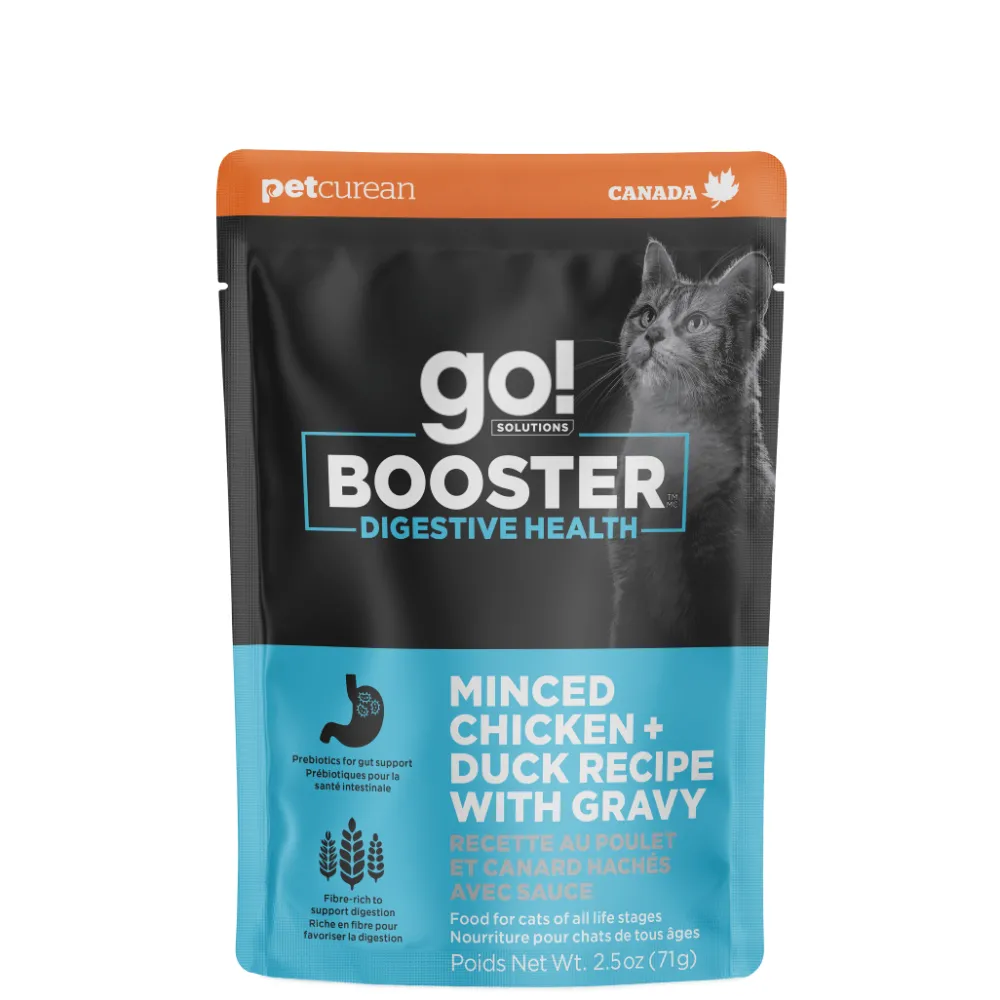 New Booster Digestive Health Minced Chicken + Duck with gravy for cats Wet Food Cans, Pouches, Tetra Paks, Etc. | Dry Food Dry Cat Food