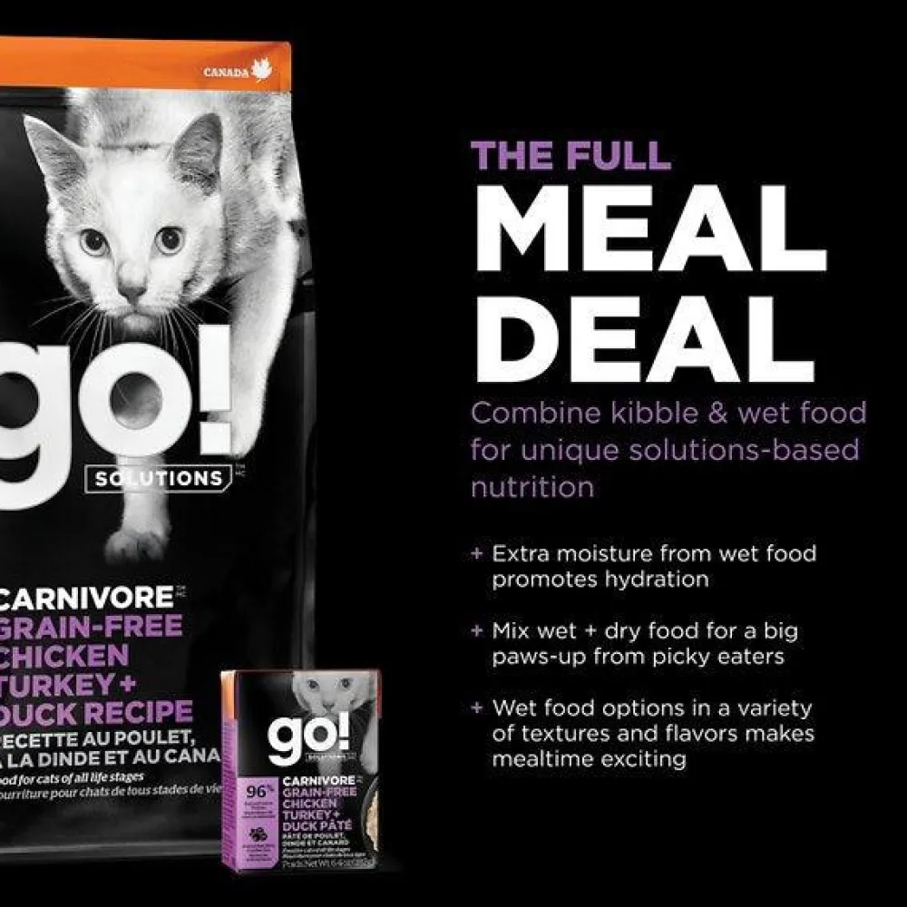 Outlet Carnivore Grain Free Chicken, Turkey + Duck Pâté for cats Wet Food Cans, Pouches, Tetra Paks, Etc.