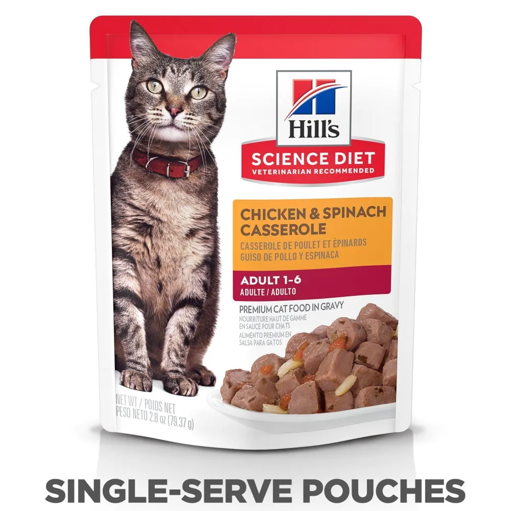 Hot Adult Wet Cat Food, Chicken & Spinach, 79g pouch Wet Food Cans, Pouches, Tetra Paks, Etc.