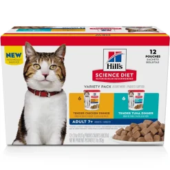 Discount Senior 7+ Wet Cat Food Pouch Variety Pack, Chicken and Tuna 79g pouch Wet Food Cans, Pouches, Tetra Paks, Etc.