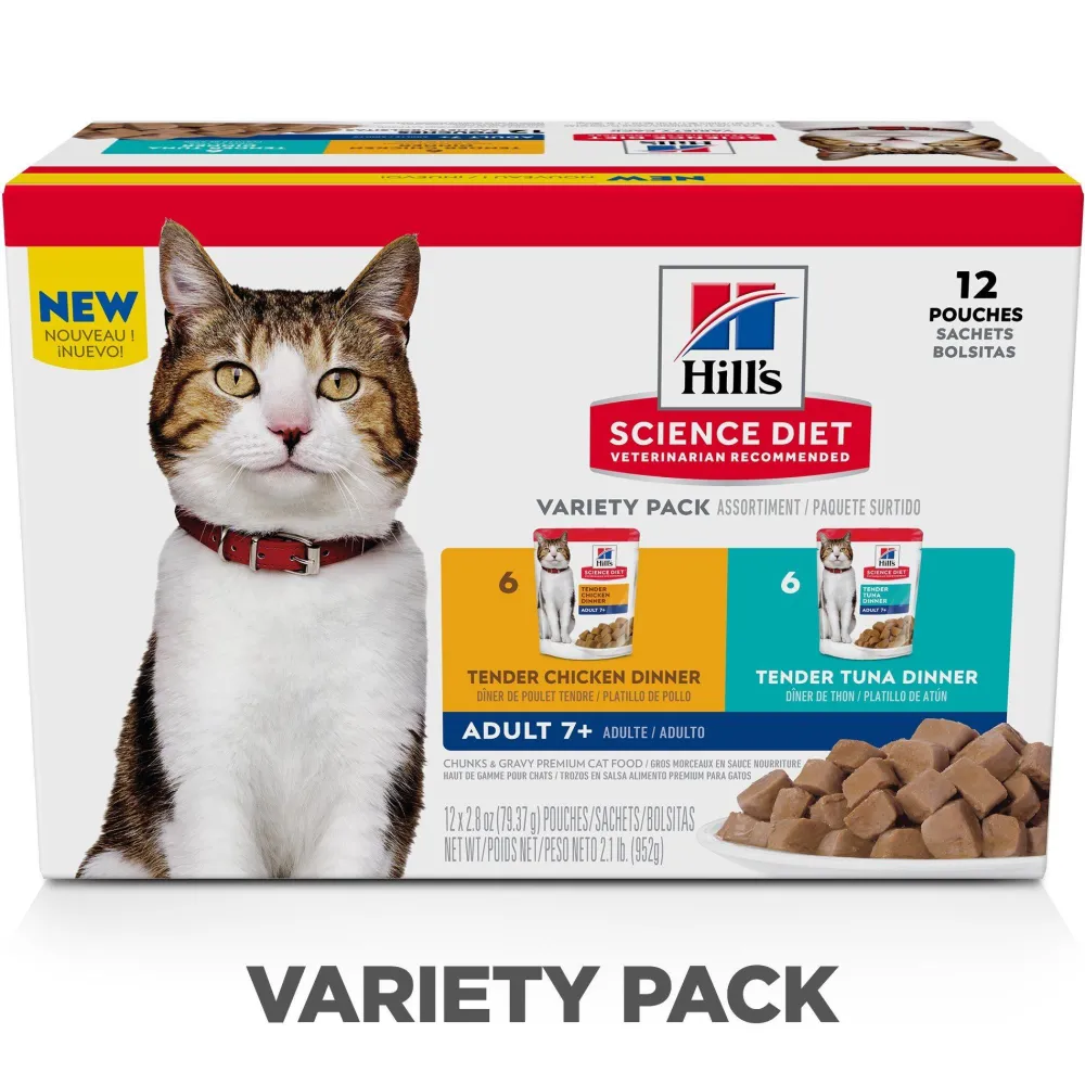 Discount Senior 7+ Wet Cat Food Pouch Variety Pack, Chicken and Tuna 79g pouch Wet Food Cans, Pouches, Tetra Paks, Etc.