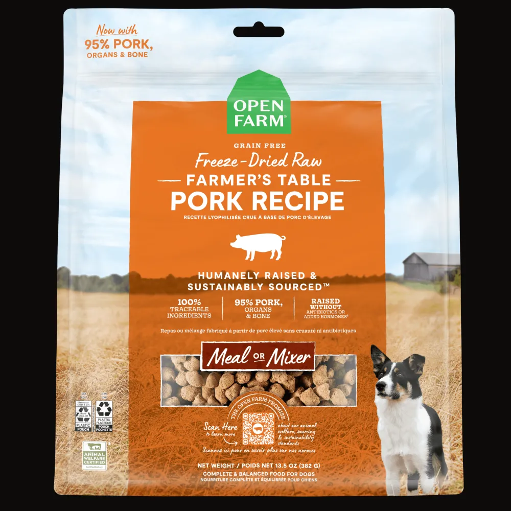 New Dog Food Farmers Table Pork Freeze Dried Raw Food Dry, Wet, Freeze Dried, Etc.