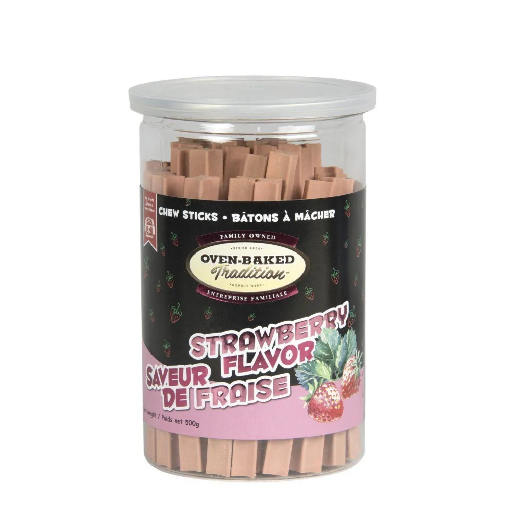 Hot Oven-Baked Tradition Stawberry Flavour Chew Stick Treats Treats & Chews