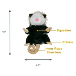 Online Plush Possum With Squeaker & Interior Rope Supplies Leashes, Collars, Beds, Flea & Tick, Etc. | Toys Interactive, Plush, Etc.