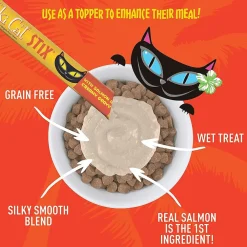 Outlet Stix Salmon in Gravy Grain-Free Wet Cat Treat Treats Crunchy, Soft, Lickable, Etc.