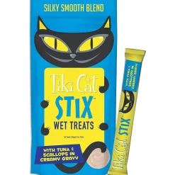 Outlet Stix Tuna & Scallops in Creamy Gravy Grain-Free Wet Cat Treat Treats Crunchy, Soft, Lickable, Etc.