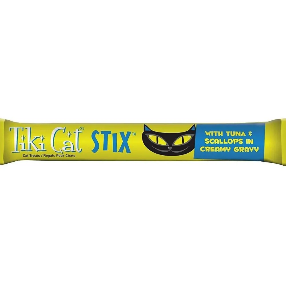 Outlet Stix Tuna & Scallops in Creamy Gravy Grain-Free Wet Cat Treat Treats Crunchy, Soft, Lickable, Etc.