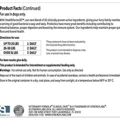 New Veterinary Formula Clinical Care Super Probiotic Supplement Supplies Leashes, Collars, Beds, Flea & Tick, Etc.
