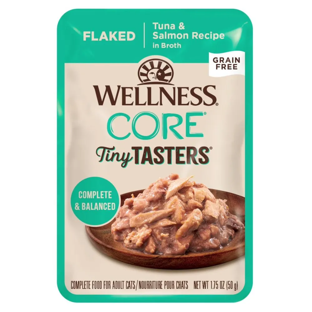 New CORE Tiny Tasters Flaked Tuna & Salmon in Sauce Wet Cat Food Wet Food Cans, Pouches, Tetra Paks, Etc.