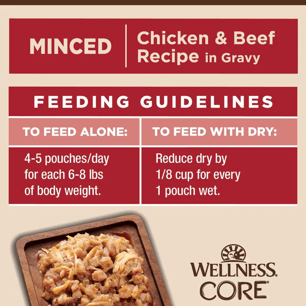 New CORE Tiny Tasters Minced Chicken & Beef in Gravy Wet Cat Food Wet Food Cans, Pouches, Tetra Paks, Etc.