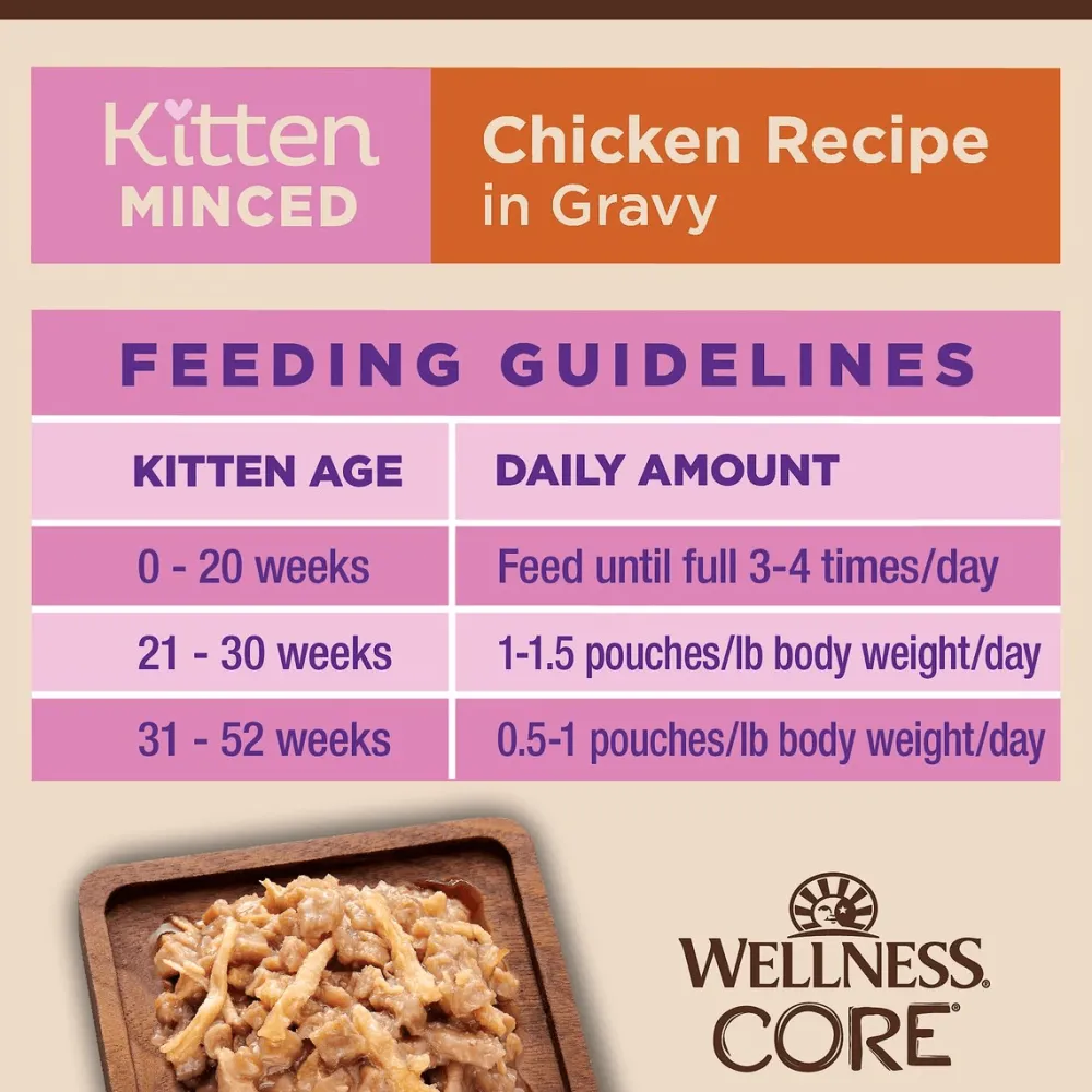 Sale CORE Tiny Tasters Kitten Minced Chicken in Gravy Wet Cat Food Wet Food Cans, Pouches, Tetra Paks, Etc.