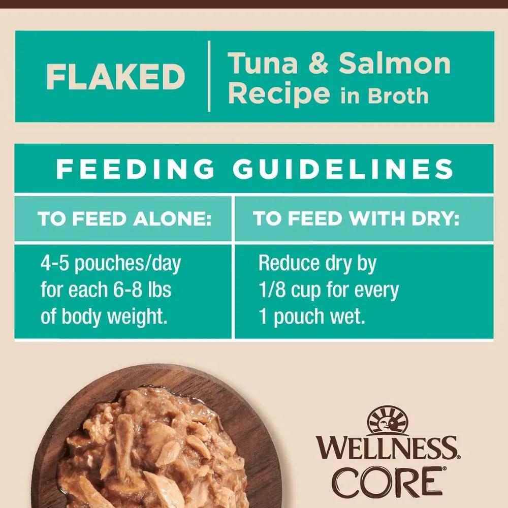 New CORE Tiny Tasters Flaked Tuna & Salmon in Sauce Wet Cat Food Wet Food Cans, Pouches, Tetra Paks, Etc.