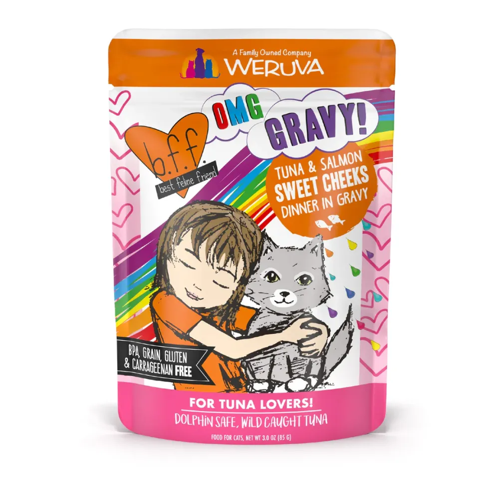 Fashion Cat Pouch BFF Omg Sweet Cheeks Tuna & Salmon Dinner in Gravy Wet Food Cans, Pouches, Tetra Paks, Etc.