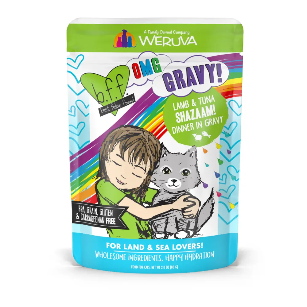 Hot Cat Pouch BFF Omg Shazaam! Lamb & Tuna Dinner in Gravy Wet Food Cans, Pouches, Tetra Paks, Etc.