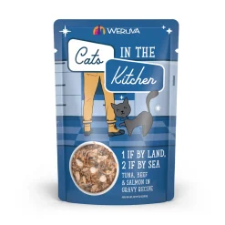 Hot Cat Pouch Cats in the Kitchen 1 if by Land 2 if by Sea Tuna, Beef & Salmon Dinner in Gravy Wet Food Cans, Pouches, Tetra Paks, Etc.