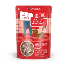 New Cat Pouch Cats in the Kitchen Mack Jack and Sam! Salmon, Mackerel & Tuna Dinner in Gravy Wet Food Cans, Pouches, Tetra Paks, Etc.