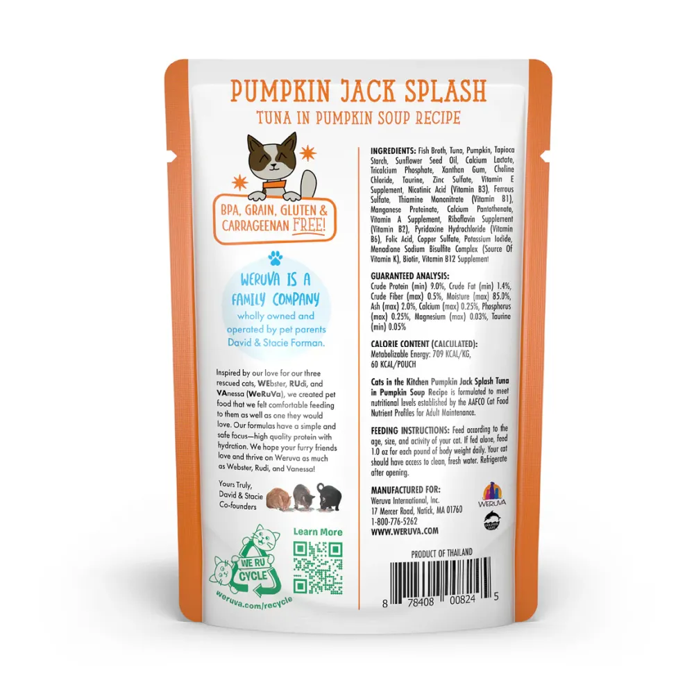 New Cat Pouch Cats in the Kitchen Pumpkin Jack Splash Tuna & Pumpkin Dinner in Gravy Wet Food Cans, Pouches, Tetra Paks, Etc.