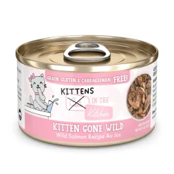 Clearance Kitten Can Kitten Gone Wild Salmon, Tuna, Sardine & Mackerel Dinner in Gravy Wet Food Cans, Pouches, Tetra Paks, Etc.