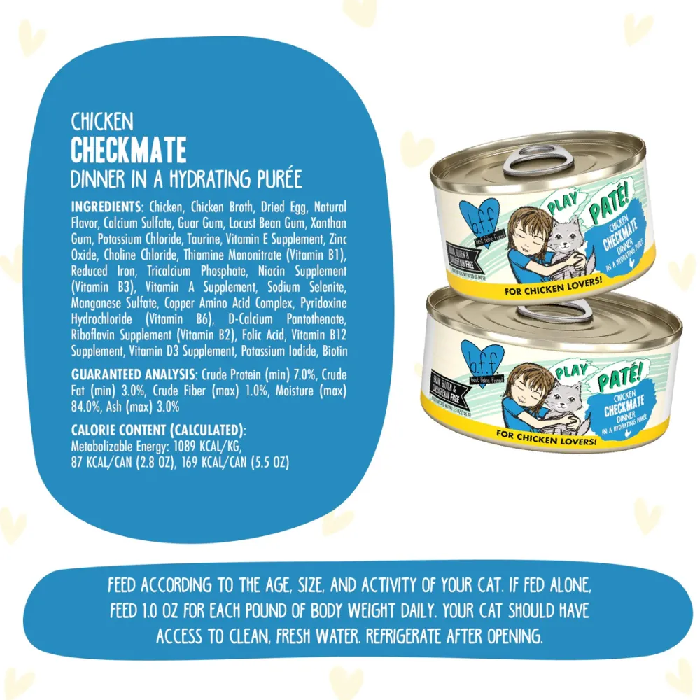 Clearance Wet Cat Food BFF Chicken Checkmate Pate Wet Food Cans, Pouches, Tetra Paks, Etc.