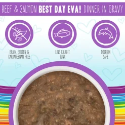 Discount Wet Cat Food BFF Omg Best Day Eva Beef & Salmon Dinner in Gravy Wet Food Cans, Pouches, Tetra Paks, Etc.