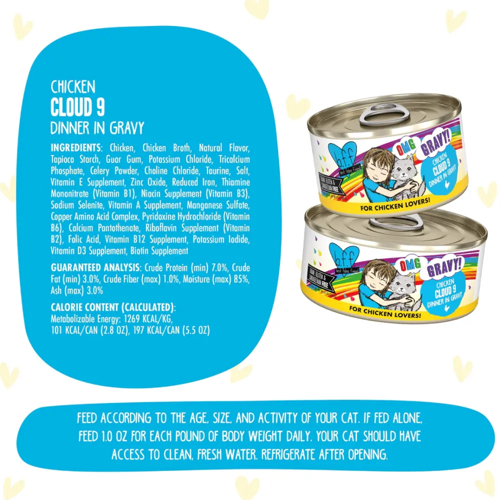 Outlet Wet Cat Food BFF Omg Chicken Cloud Dinner in Gravy Wet Food Cans, Pouches, Tetra Paks, Etc.