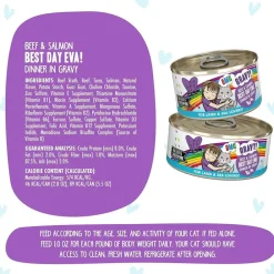 Discount Wet Cat Food BFF Omg Best Day Eva Beef & Salmon Dinner in Gravy Wet Food Cans, Pouches, Tetra Paks, Etc.