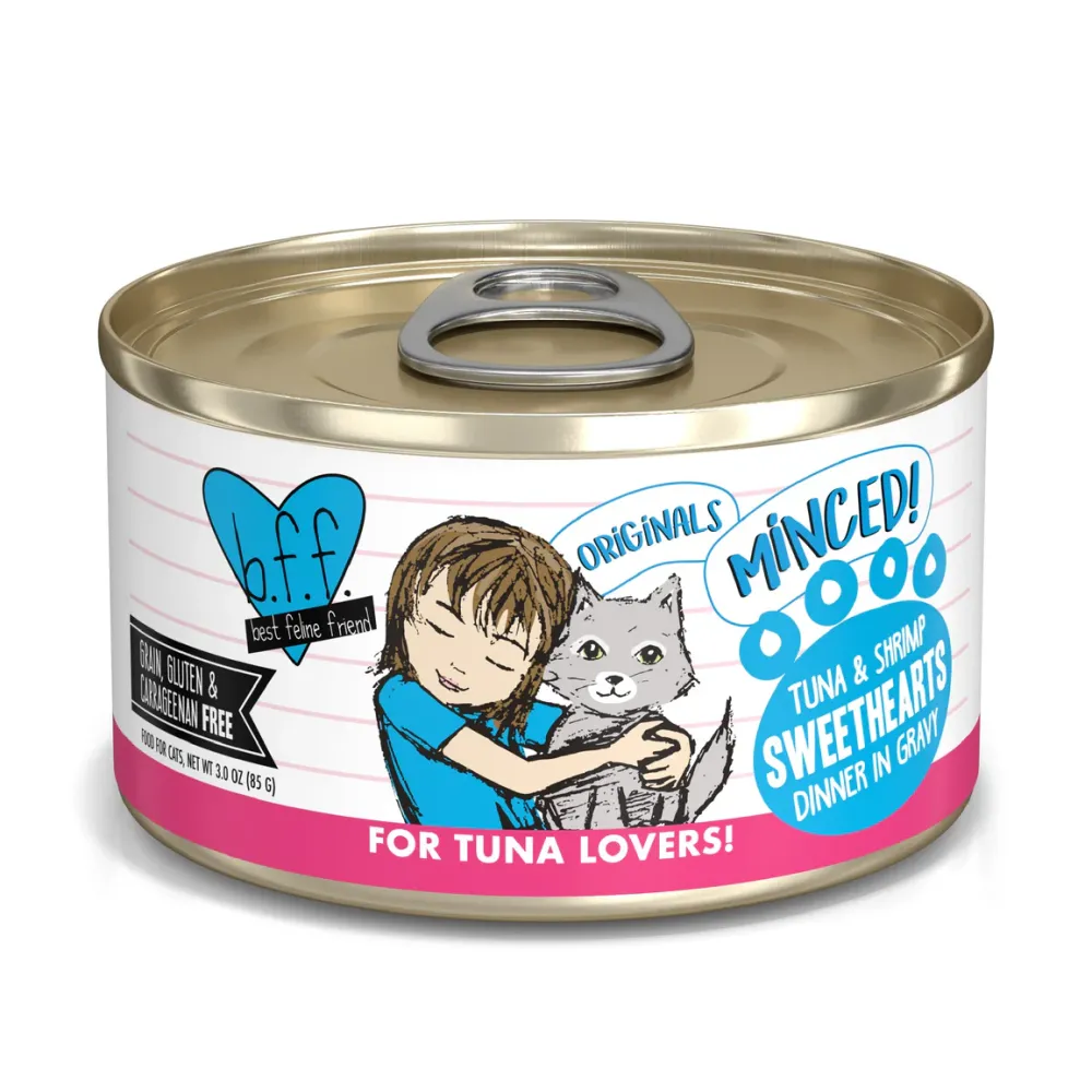 New Wet Cat Food BFF Sweethearts Tuna & Shrimp Minced Dinner in Gravy Wet Food Cans, Pouches, Tetra Paks, Etc.