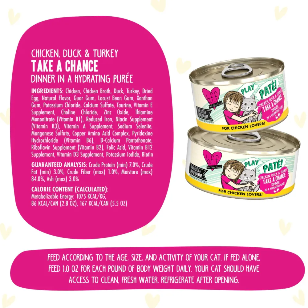 Online Wet Cat Food BFF Take A Chance! Chicken, Duck & Turkey Pate Wet Food Cans, Pouches, Tetra Paks, Etc.
