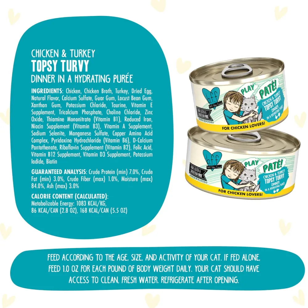 Discount Wet Cat Food BFF Topsy Turvy! Chicken & Turkey Pate Wet Food Cans, Pouches, Tetra Paks, Etc.